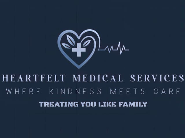 Heartfelt Medical Services logo: a silver heart with a medical cross and EKG line